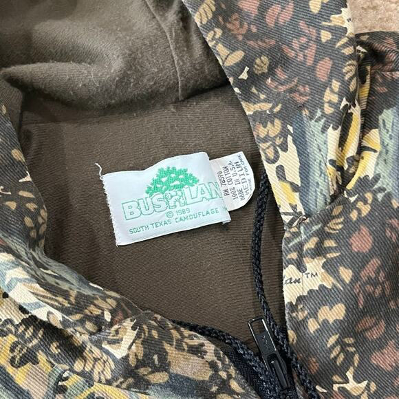 Vintage 80s Bushlan South Texas Camouflage Canvas Hooded Jacket Size Medium - Picture 5 of 6